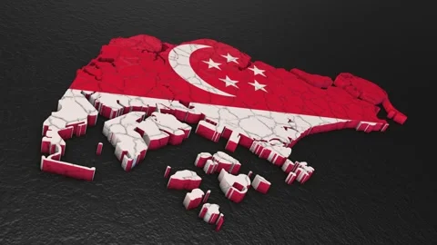 Singapore map 3d. 3d map of Singapore. Stock Footage 275284369