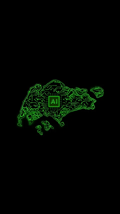 Singapore Map AI Chipset Technology Opener Stock Footage 337172665