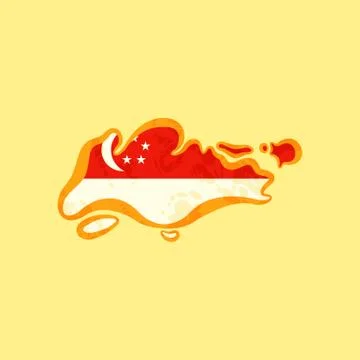 Singapore - Map colored with flag Stock Illustration