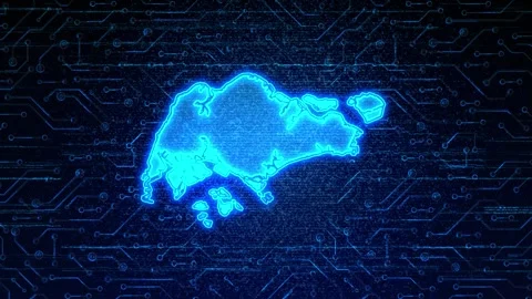 Singapore Map Digital Technology Opener Stock Footage 335082119