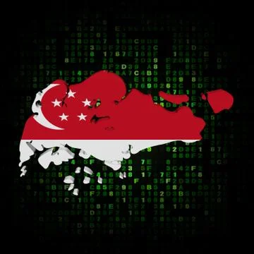 Singapore map flag on hex code illustration Stockillustratie