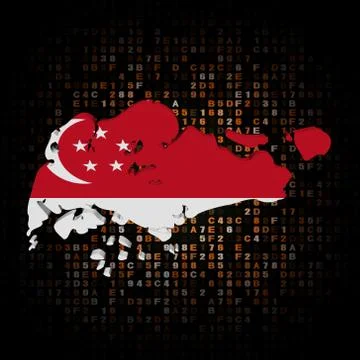 Singapore map flag on hex code illustration Illustrazione stock