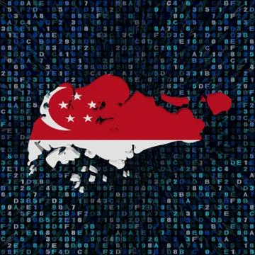 Singapore map flag on hex code illustration Stock Illustration