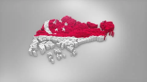 Singapore Map with Flag Intro Background Stock Footage 315163277