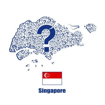 Singapore map flag made from question mark. Stock Illustration
