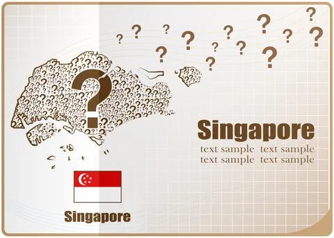 Singapore map flag made from question mark. Illustrazione stock