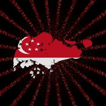Singapore map flag on red hex code burst illustration Stock Illustration