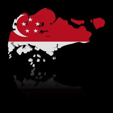 Singapore map flag with reflection illustration Stock Illustration