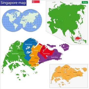 Singapore map Stock Illustration