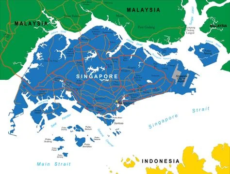 Singapore map Stock Illustration