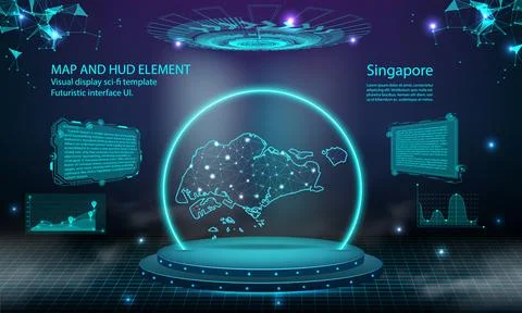 Singapore map light connecting effect background. abstract digital technolo.. Stock Illustration