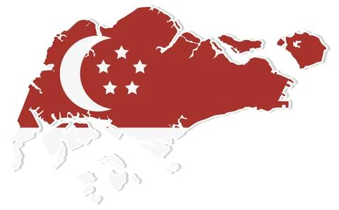 Singapore Map with National Flag Elements Stock Illustration