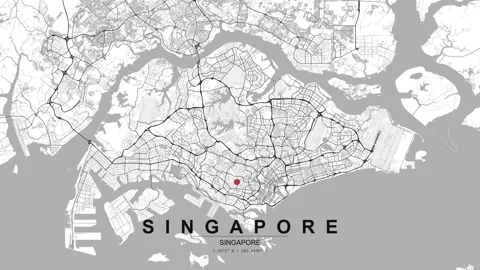 Singapore map with red location pin marker Stock Footage 333699277