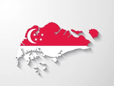Singapore  map with shadow effect presentation Stock Illustration