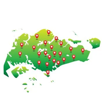 Singapore map with state location Stock Illustration