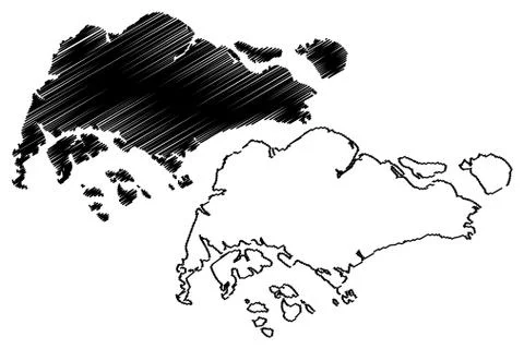 Singapore map vector Stock Illustration