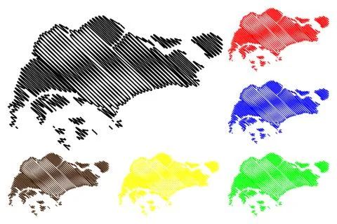 Singapore map vector Stock Illustration