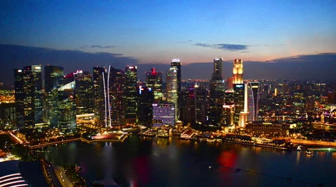 Singapore of the marina bay at night Stock Footage 66632953