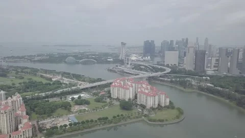 Singapore Drone Stock Video Footage 