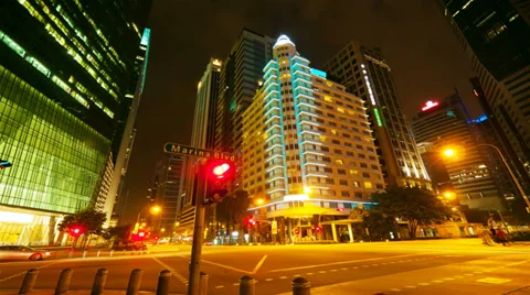 Singapore at night. 4k, hyperlapse 動画素材 33757854