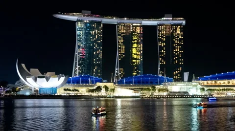 Singapore Night City Time Lapse 4k Timelapse Asia Stock Footage