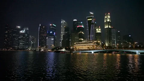Singapore at Night Stock Footage 104418072