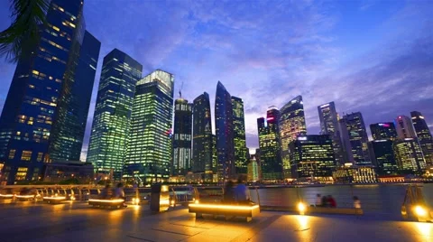 Singapore at night, hyperlapse 스톡 동영상 11075100