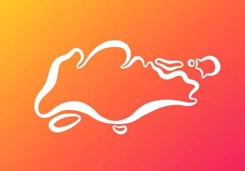 Singapore - Outline Map on Gradient Background Stock Illustration
