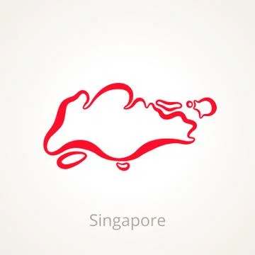 Singapore - Outline Map Stock Illustration