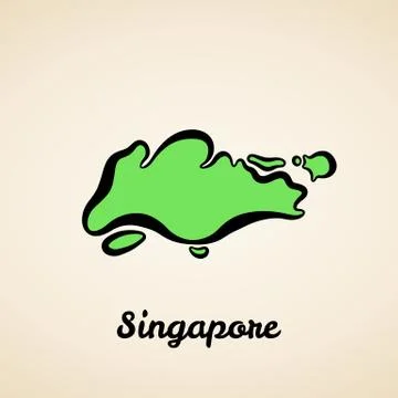 Singapore - Outline Map Stock Illustration