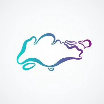 Singapore - Outline Map Stock Illustration