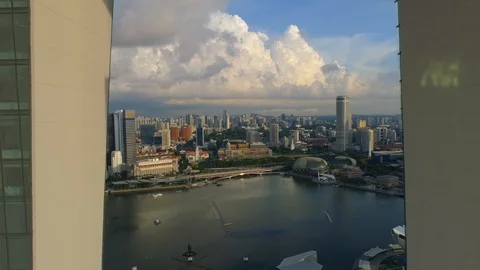 Singapore panorama  view, Camera push back to reveal the beautiful  city Stock Footage 121385108