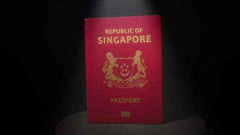 Singapore Passport Under Dramatic Lighting Stock Footage 346335460