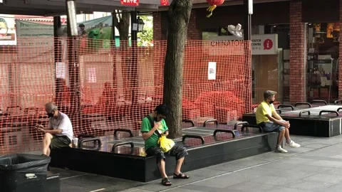 Singapore: People practice safe distancing in Chinatown, 4K Stock Footage 133708899