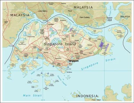 Singapore physiography map Stock Illustration