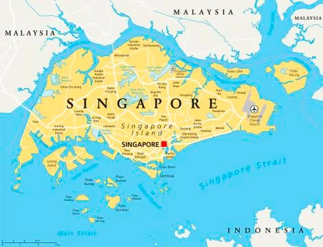 Singapore Political Map Stock Illustration