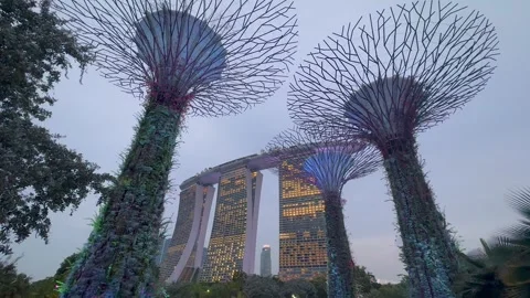 Singapore. Real time aerial of Sunset in Singapore City Skyline Stock Footage 318655671