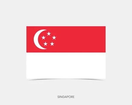 Singapore Rectangle flag icon with shadow. Stock Illustration