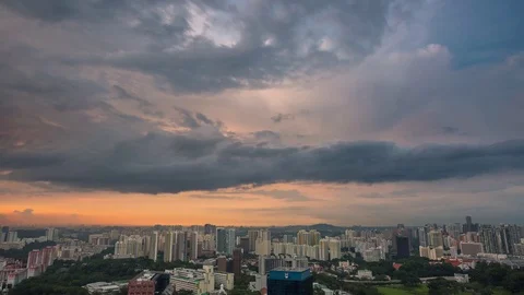 Singapore rooftop view Timelapse Sunset Urban area Stock Footage 72921863