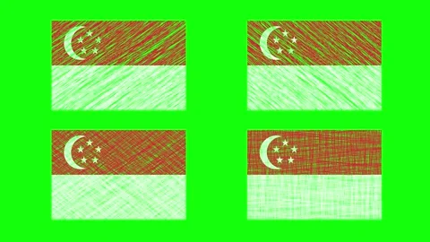Singapore Scribble Animation on Green Screen Background. Looping seamless a.. Stock Footage 241594146