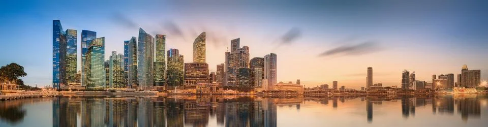 Singapore Skyline and view of Marina Bay Stock Photos