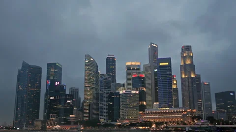 Singapore Skyline in the Evening Stock Footage 38673547