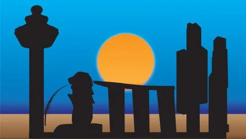 Singapore skyline Ilustración de archivo