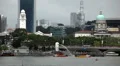 Singapore Skyline, Merlion Park, Esplanade Bridge, Victoria Concert Hall HD Footage
