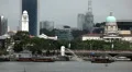 Singapore Skyline, Merlion Park, Esplanade Bridge, Victoria Concert Hall HD Footage
