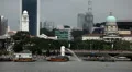 Singapore Skyline, Merlion Park, Esplanade Bridge, Victoria Concert Hall HD Footage