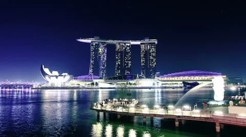 Singapore skyline at night. time lapse Stock Footage