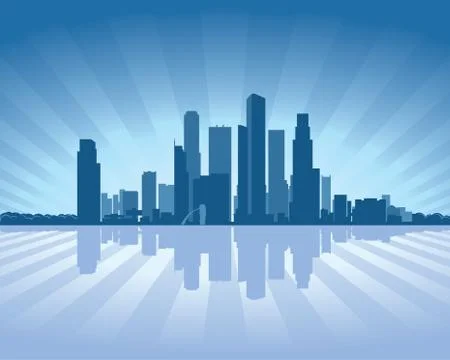 Singapore skyline with reflection in water Stock Illustration