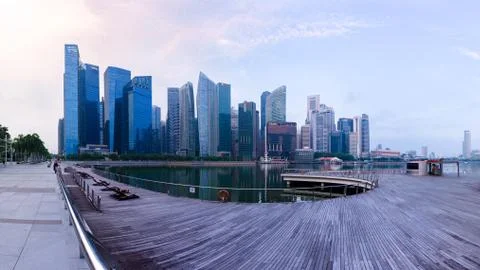 Singapore skyline reflects in the Marina Bay Stock Photos