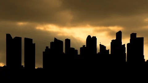 Singapore Skyline, Sunset with Clouds Timelapse Stock Footage 110238286